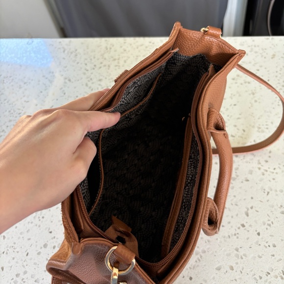 SOLD - Moda Luxe Bridgette Satchel Vegan Leather & Suede - Picture 3 of 6